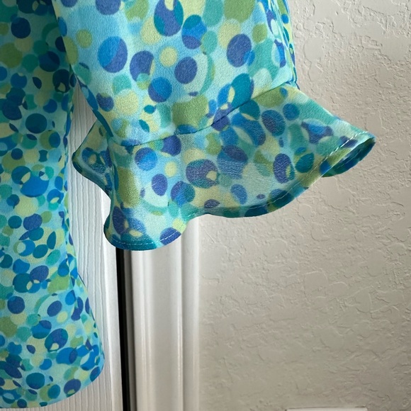 Stonebridge Women's Blue Green Patterned Button Up Blouse, 3/4 Sleeve, Size 12 - Picture 4 of 8